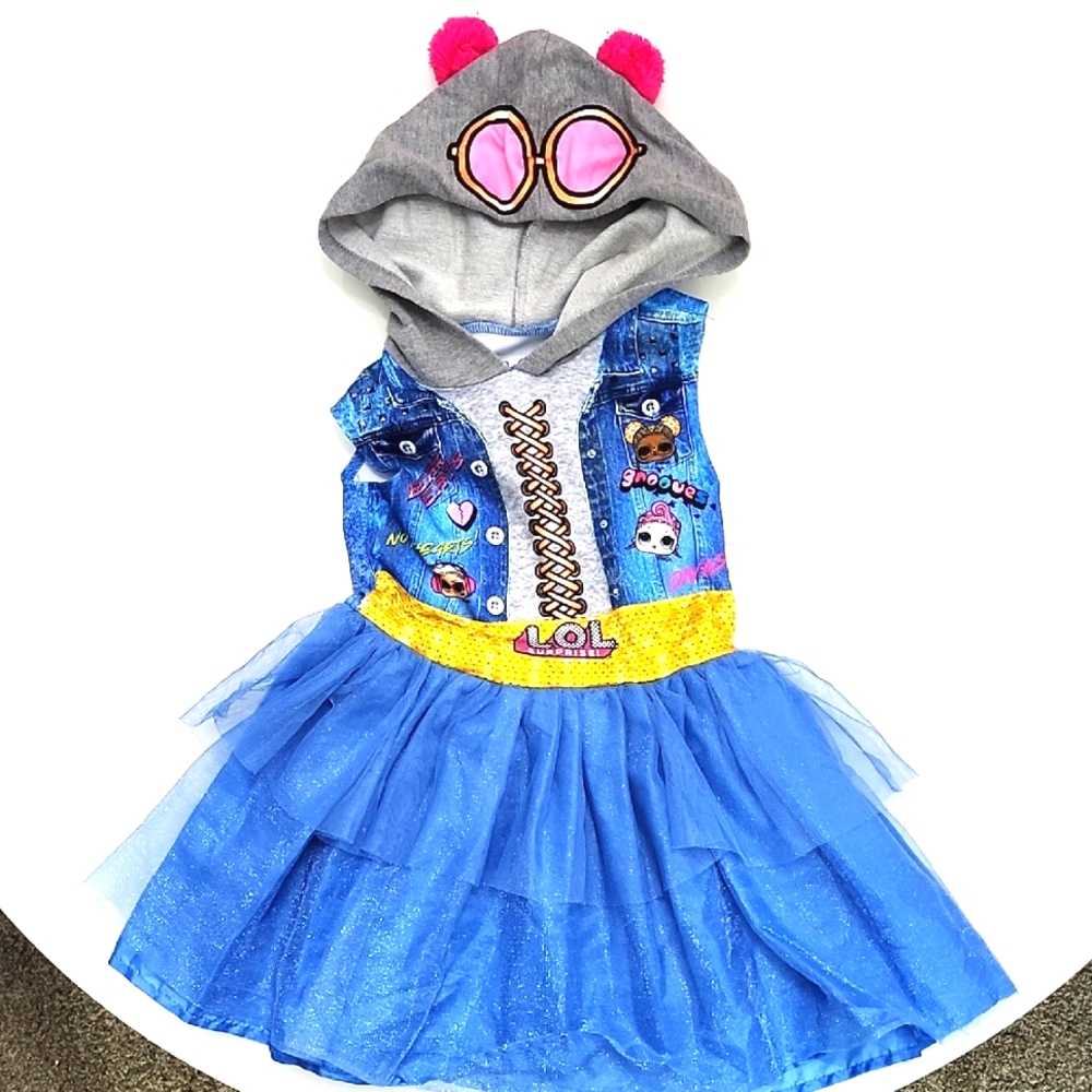 L.O.L. Surprise! Blue and Gray Halloween Costume with Playful Hood